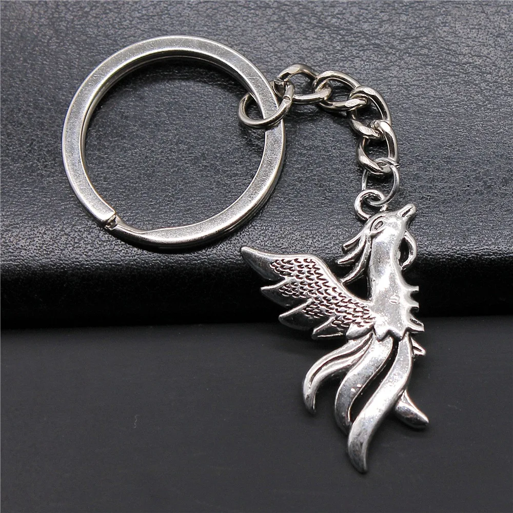 Прямая поставка брелок серебряного цвета с подвеской в виде феникса 35x22 мм