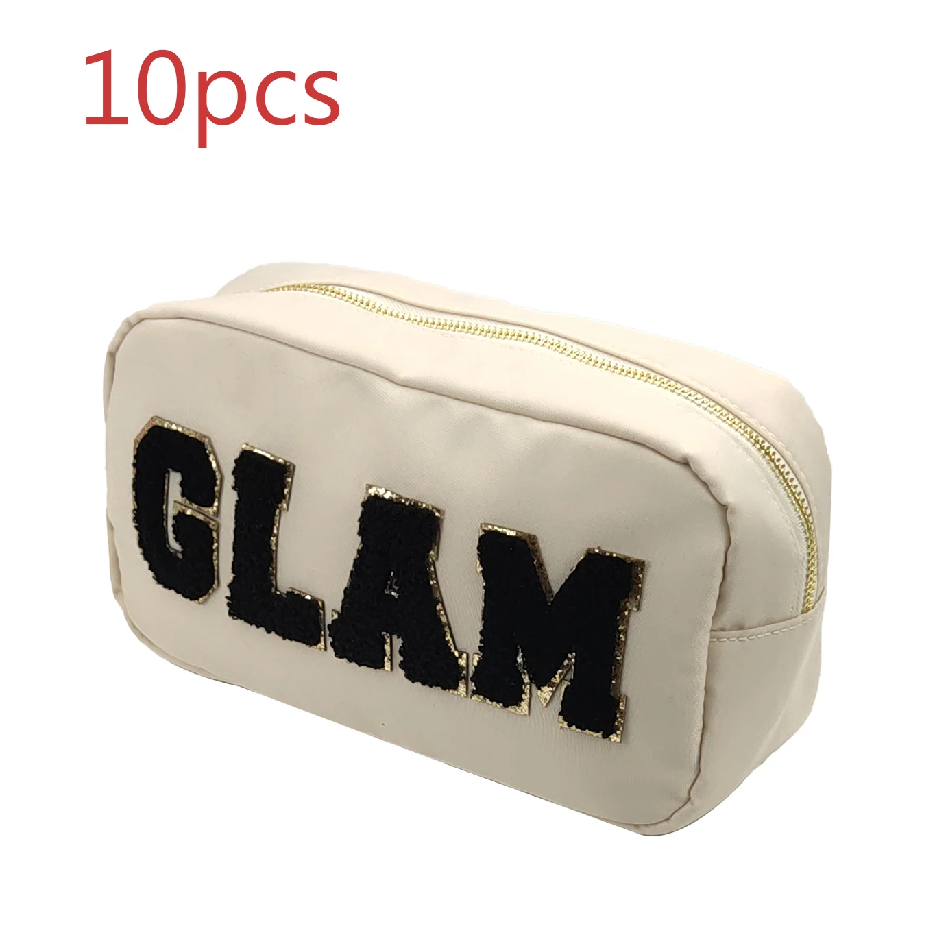 10pcs/set  Classic Solid Color With Letter Patch Nylon Waterproof Shopping Bag to go Out to Play Portable Cosmetic Bag