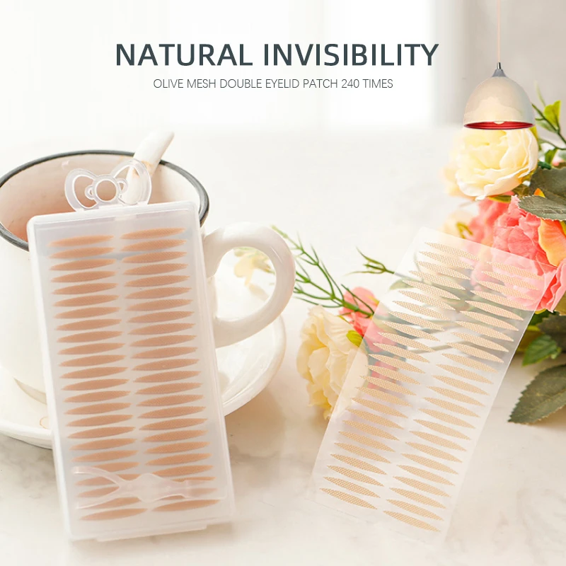 

240 Times Olive-shaped Lace Double Eyelid Stickers Boxed Seamless Invisible Eye Stickers Artifact Makeup Double Eyelid Tapes