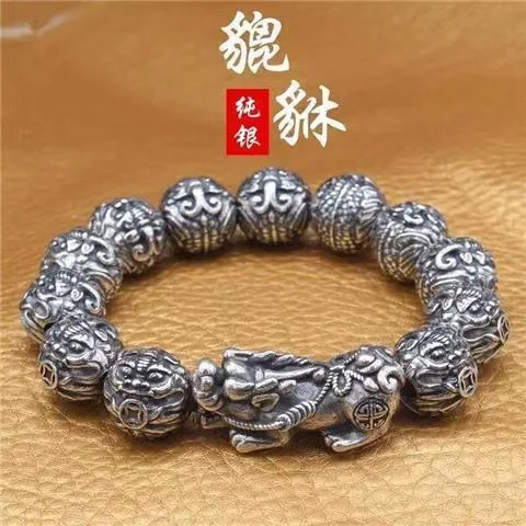 

Xiupi Bracelet Male Tai Chi Eight Trigrams Buddha Beads Hand String Female Retro Rosary Beads