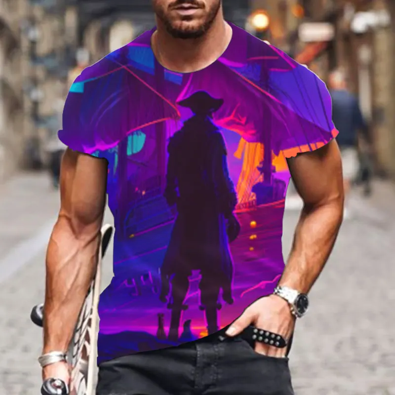 

3D T-shirt Men's Fashion Hip Hop O Neck Short Sleeve Top Abstract Sailboat Pattern Harajuku Men's T-shirt Oversized T-shirt Men'