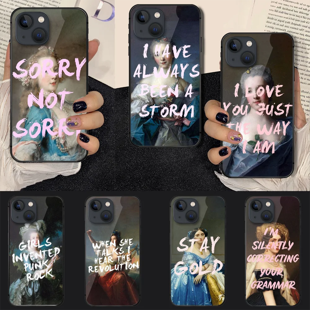

Pop Art Aesthetic Omg Tempered Glass Phone Case Cover For Iphone 7 8 11 12 13 14 Pro Max Plus Mini 6s X XS XR SE Black
