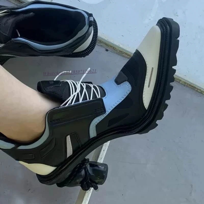 Color Matching Martin Boots Women's New Pointed Toe Shaped Heel Locomotive Short Boots Personality Fashionable Short Boots