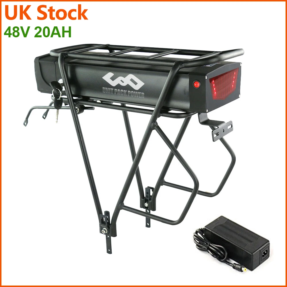 

US Warehouse Rear Rack eBike Battery 52V 48V 20Ah With Double Luggage Carrier for 1500W 1000W 750W 500W 24"-28 inch Motor