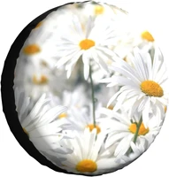 spare tire cover universal tires cover white daisies motif car tire cover wheel weatherproof and dust proof uv sun tire