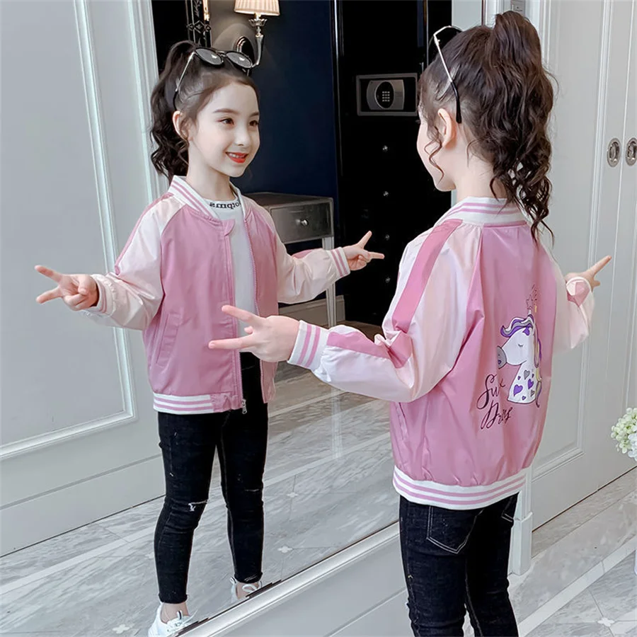 

2022 New Spring Autumn Summer 2 3 4 6 8 10 12 Year Long Sleeve cartton print Kids Baby Girl Baseball Jacket
