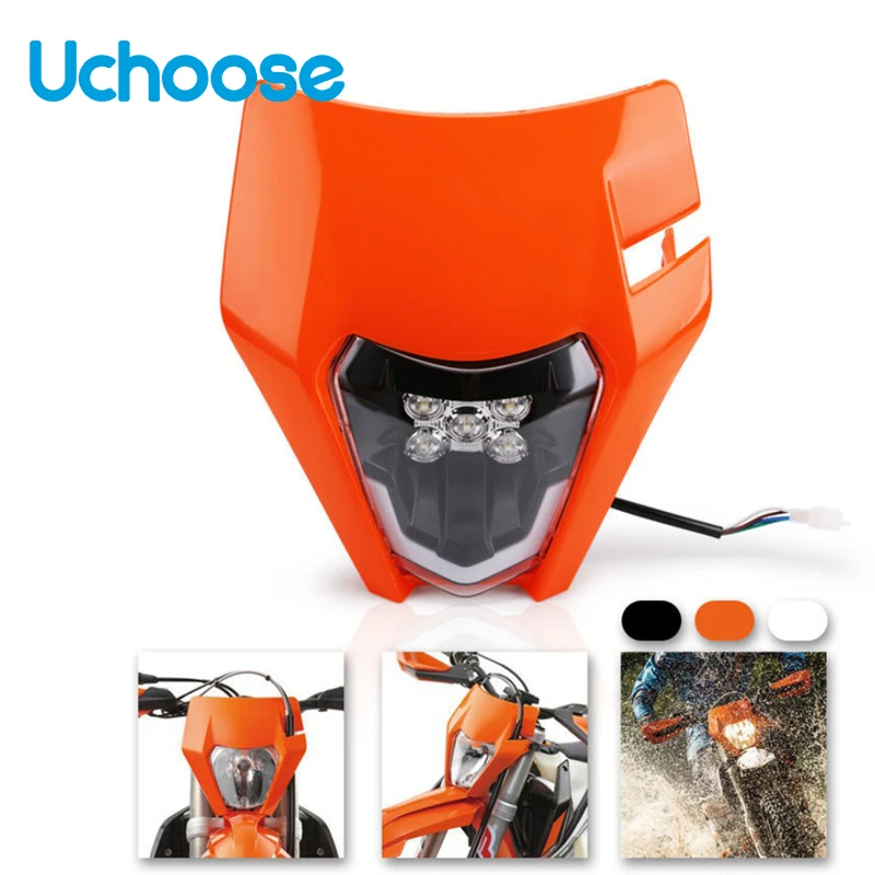 

PowerZone Motorcycle LED Headlight Headlamp Head Light Supermoto Fairing For KTM EXC SXF MX Dirt Bike Enduro LED Headlight