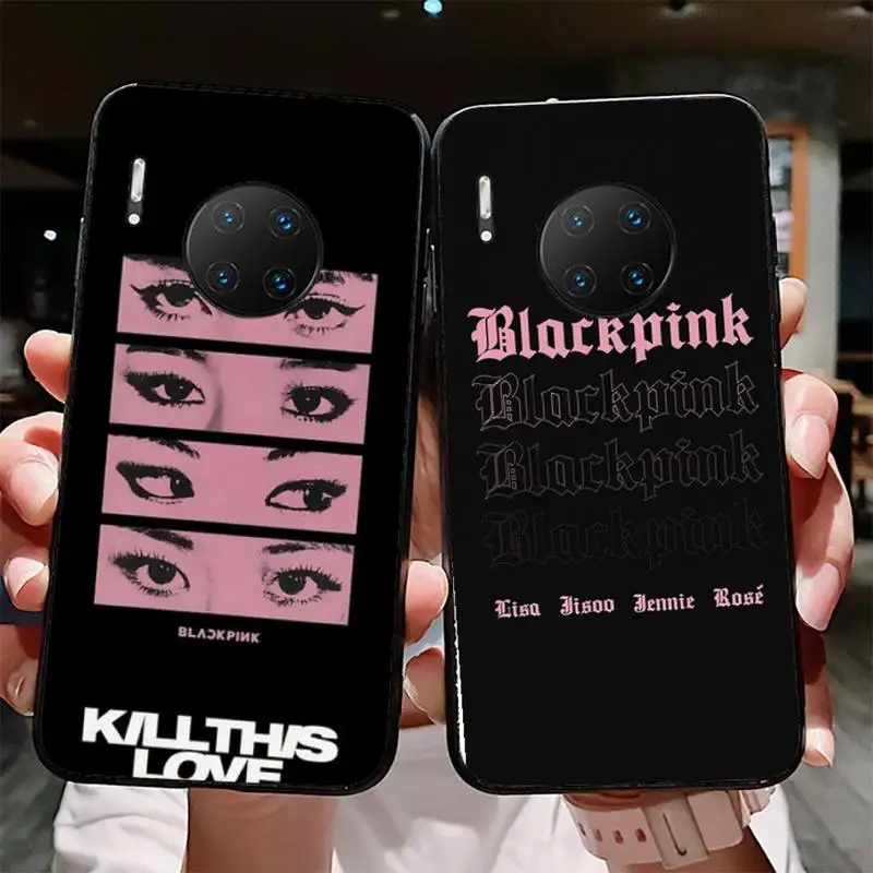 

B-BLACK-pink kpop Phone Case for Huawei Mate 20 10 9 40 30 lite pro X Nova 2 3i 7se