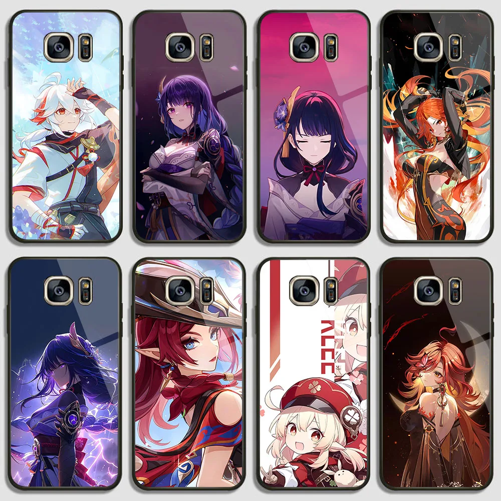 BR-20 Genshin HD чехол для телефона из закаленного стекла Samsung S7 Edge S8 S9 S10 S10E A80 M80S Note 8 9 Lite