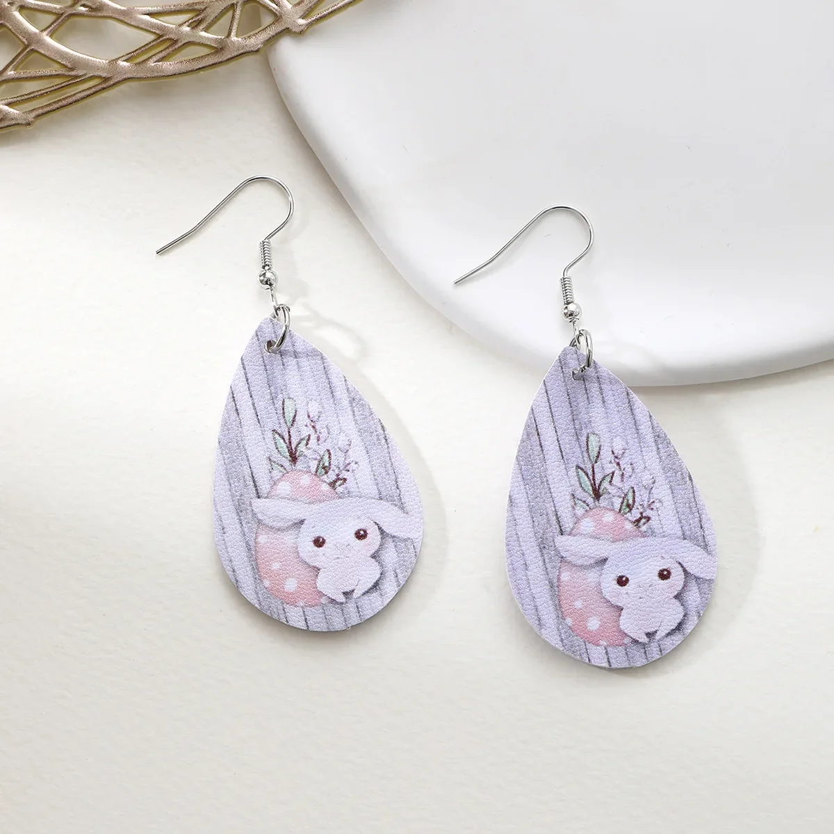 Милые кожаные серьги в форме кроличьего яйца женские трансграничные европейском