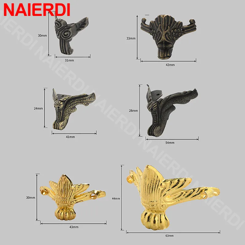 NAIERDI 4 ШТ. Ретро Декоративные Угловые Кронштейны Ножки Коробки Антикварная