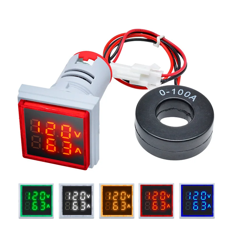 

AC 60-500V 0-100A Square LED Digital Voltmeter Ammeter 110V 220V Voltage Current Meter Voltammeter Car Volt Amp Tester Detector