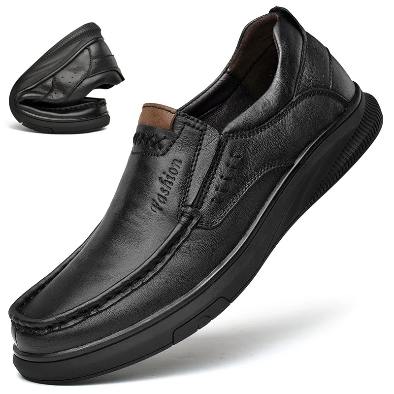 

Лоферы мужские без застежки, натуральная кожа, Повседневная Удобная уличная модная обувь, кроссовки, брендовые