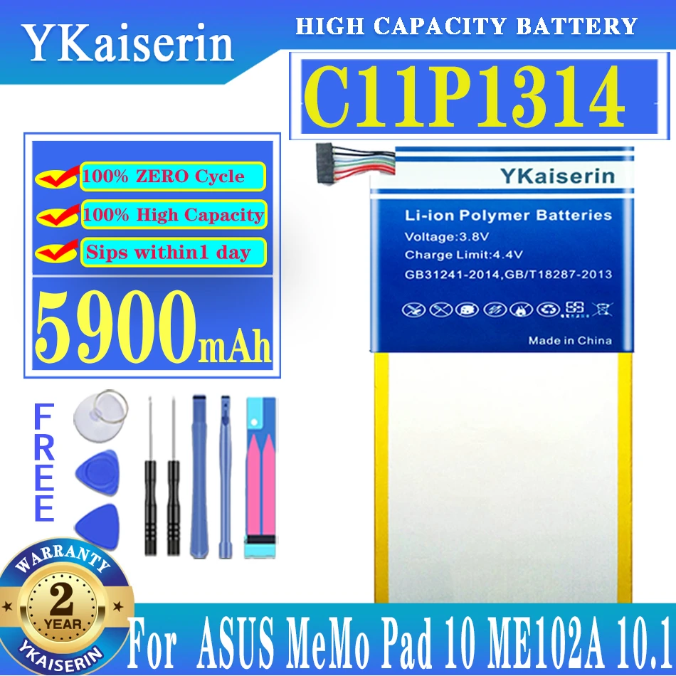 

YKaiserin NEW Real 5900mAh Battery For Asus Memo Pad ME102A 10.1" K00F Batteria + Free Tools