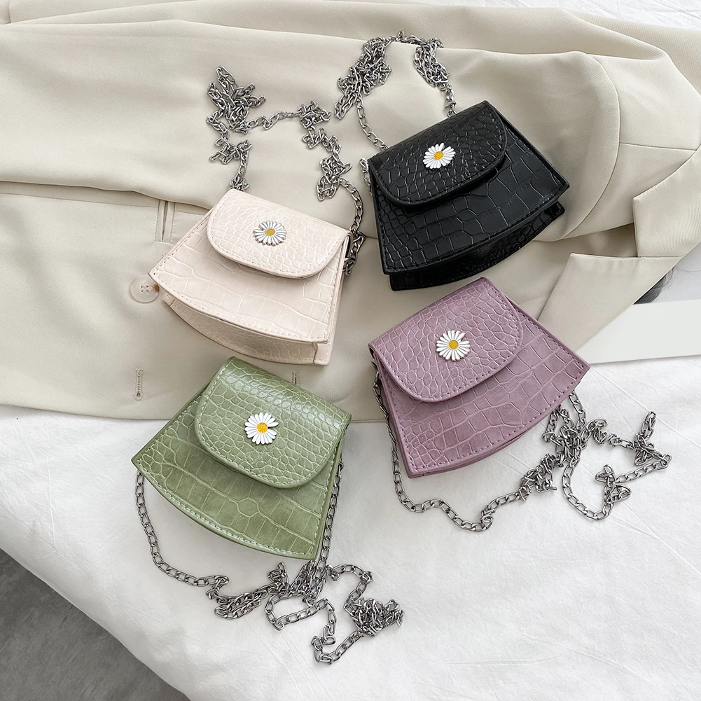

PU Leather Pure Color Chain Tote Women Casual Shoulder Messenger Bags Purses Youth Ladies Simple Versatile Bag