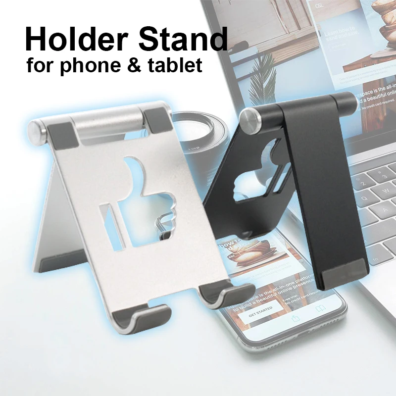 Easy Carrying Mini Single Folding Alloy Universal Phone Stand Compatible with Smartphone & Tablets Home Office Desk Lazy Bracket