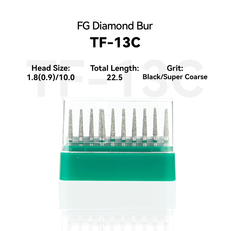 

1Set Dental Clinic Products TF-13C 173-018C Diamond Bur FG High Speed 1.8(0.9)/10.0 22.5 Green Coarse Medium Intra-oral Dentista