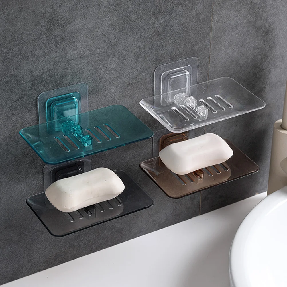 

1pc Durable Sticky Wall Mounted Soap Dish Shelf Tray Basket Holder (Random Color)