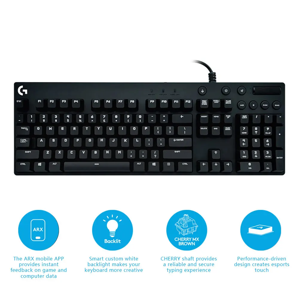 

Logitech G610 Cherry 104 Keys Gaming Keyboard Wired Mechanical Keyboard Backlit Keypad For Gamer Laptop Computer Red/Blue Axis