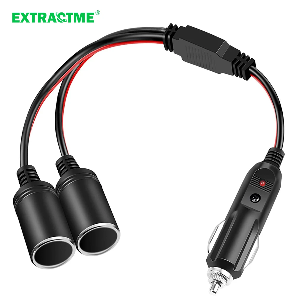 

Extractme 1 to 2 Car Cigarette Lighter Splitter Adapter Power Charger Port 16AWG Cigarette Lighter Extension Cord with 15A Fuse