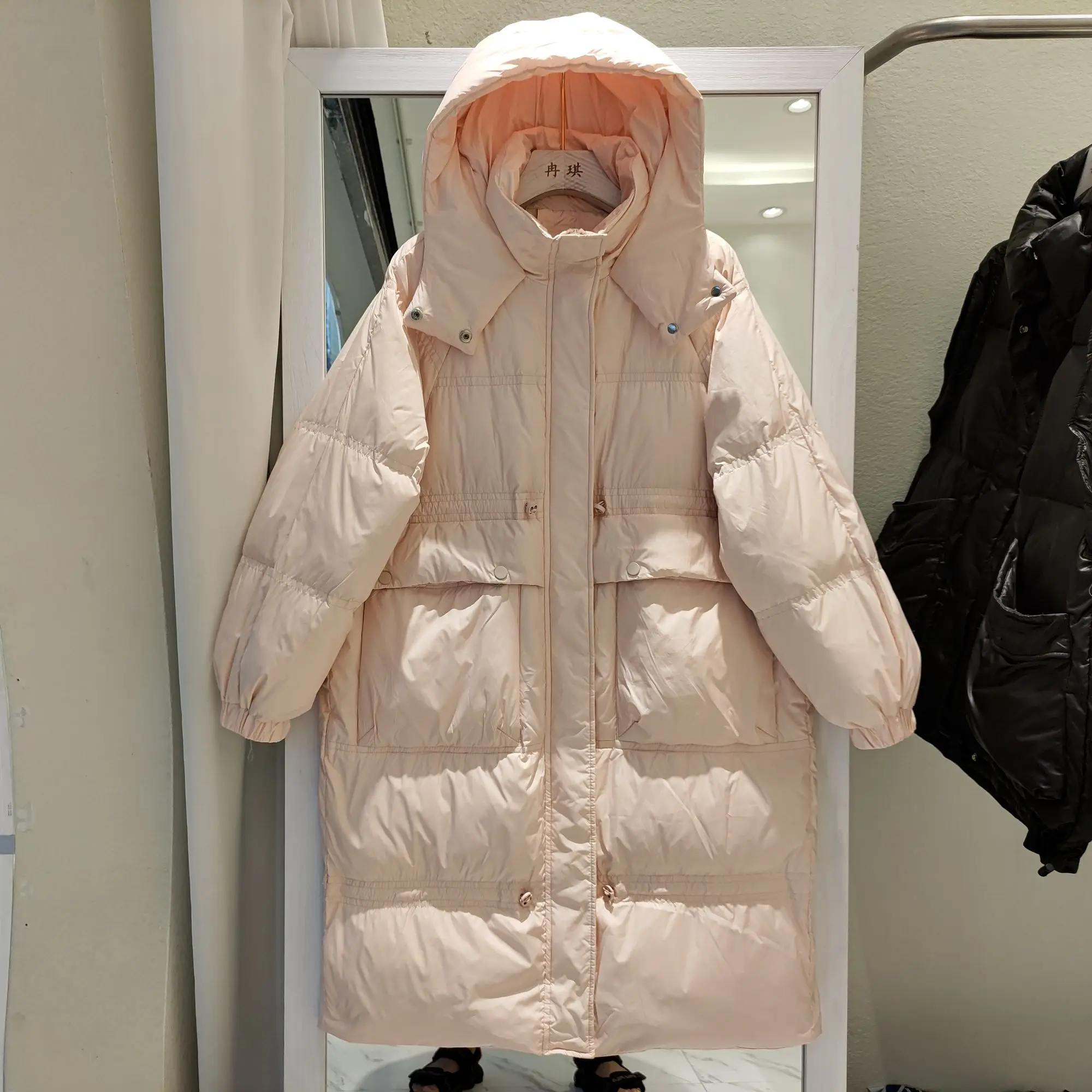 

Down Jacket New Women's Mid-Length off-Season Clearance below the Knee Korean Style Loose Thick White Duck down Winter Clothing