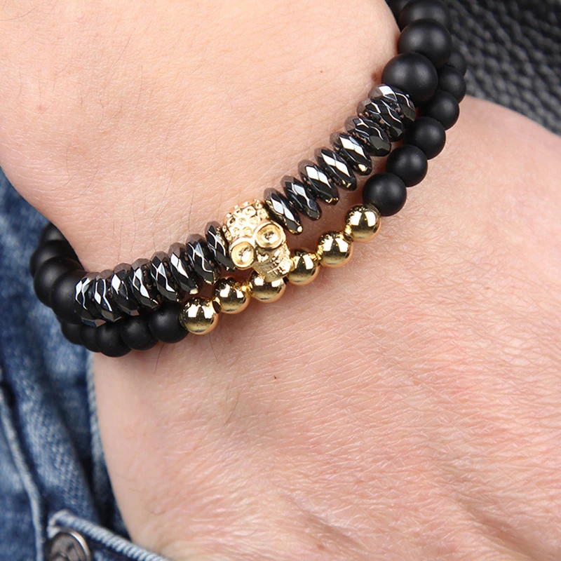 Мужской браслет с подвеской в виде головы волка