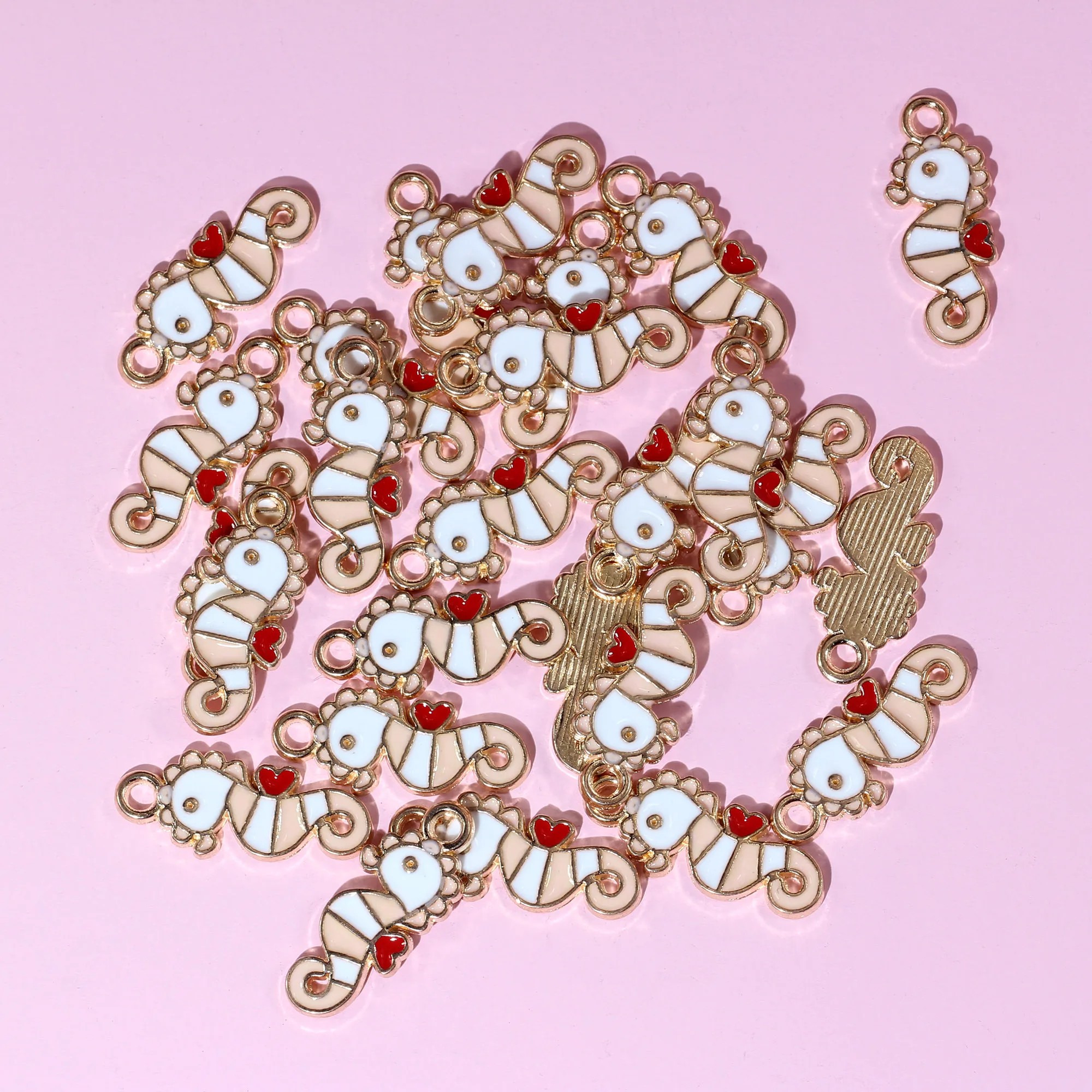 

10Pcs Animal Charms for Jewelry Making Pink Cartoon Enamel Seahorse Hippocampus Pendants for DIY Necklaces Earrings Accessories