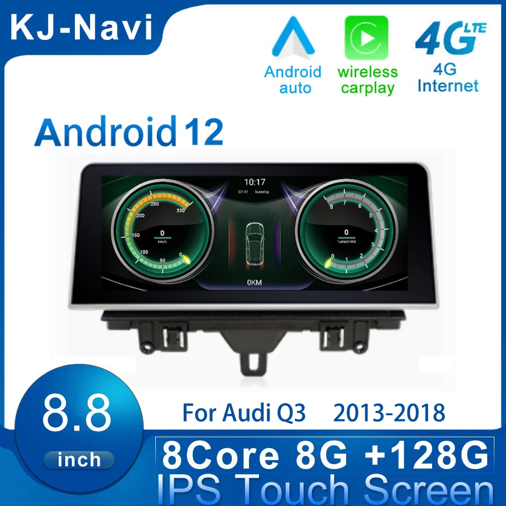 

8.8 Inch Android 12 Car Radio Stereo For Audi Q3 2013-2018 4G WIFI GPS Navigation Wireless CarPlay Auto IPS Touch Screen Monitor