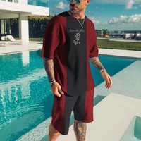 men sets o neck tshirt beach shorts outfits causal tops and shorts 2 suits short sleeve tracksuit male loose summer man clothes