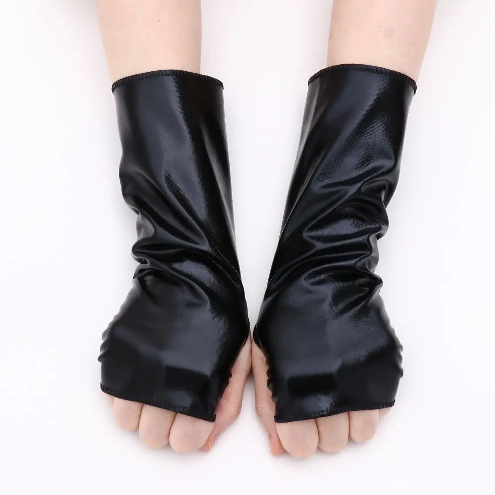 

Men Women Hip-Hop Dance Gothic Punk PU Mittens Leather Gloves Dress Up Halloween Black Gloves