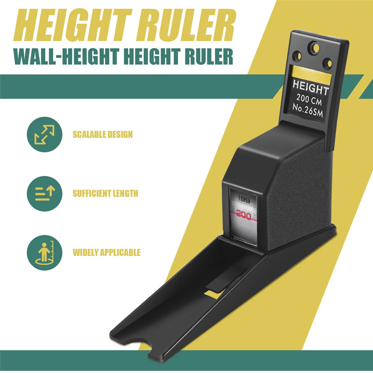 200 см стединометр черный настенный измеритель высоты линейка роста метрическая