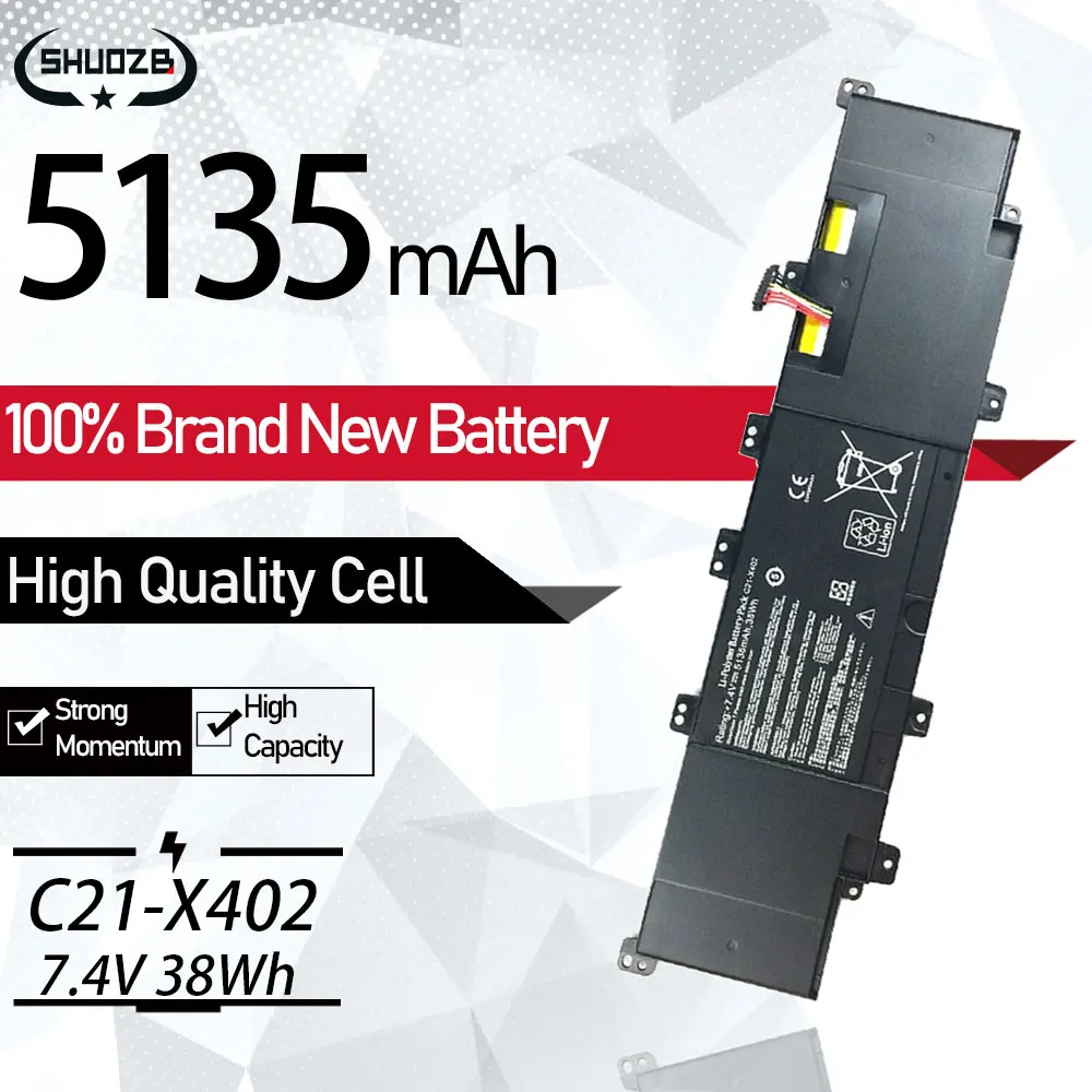 

New C21-X402 Laptop Battery For ASUS VivoBook S300 S400 S400C S400CA S400E X402 X402C X402CA series 7.4V 38Wh 5135mAh SHUOZB