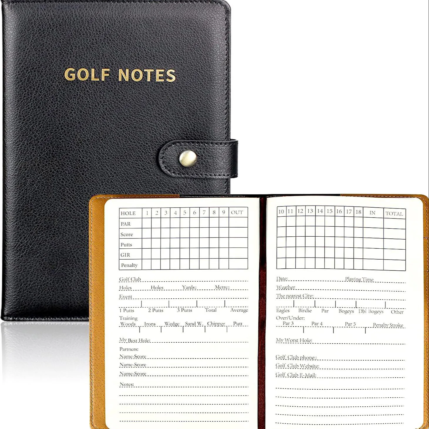 Leather Golf Scorecard Holder Golf Yardage Book with 200 Pages Included Golf Scorecard Cover& Paper Perfect Gifts for Golfer Leather Golf Scorecard Holder Golf Yardage Book with 200 Pages Included Golf Scorecard Cover& Paper Perfect Gifts for Golfer