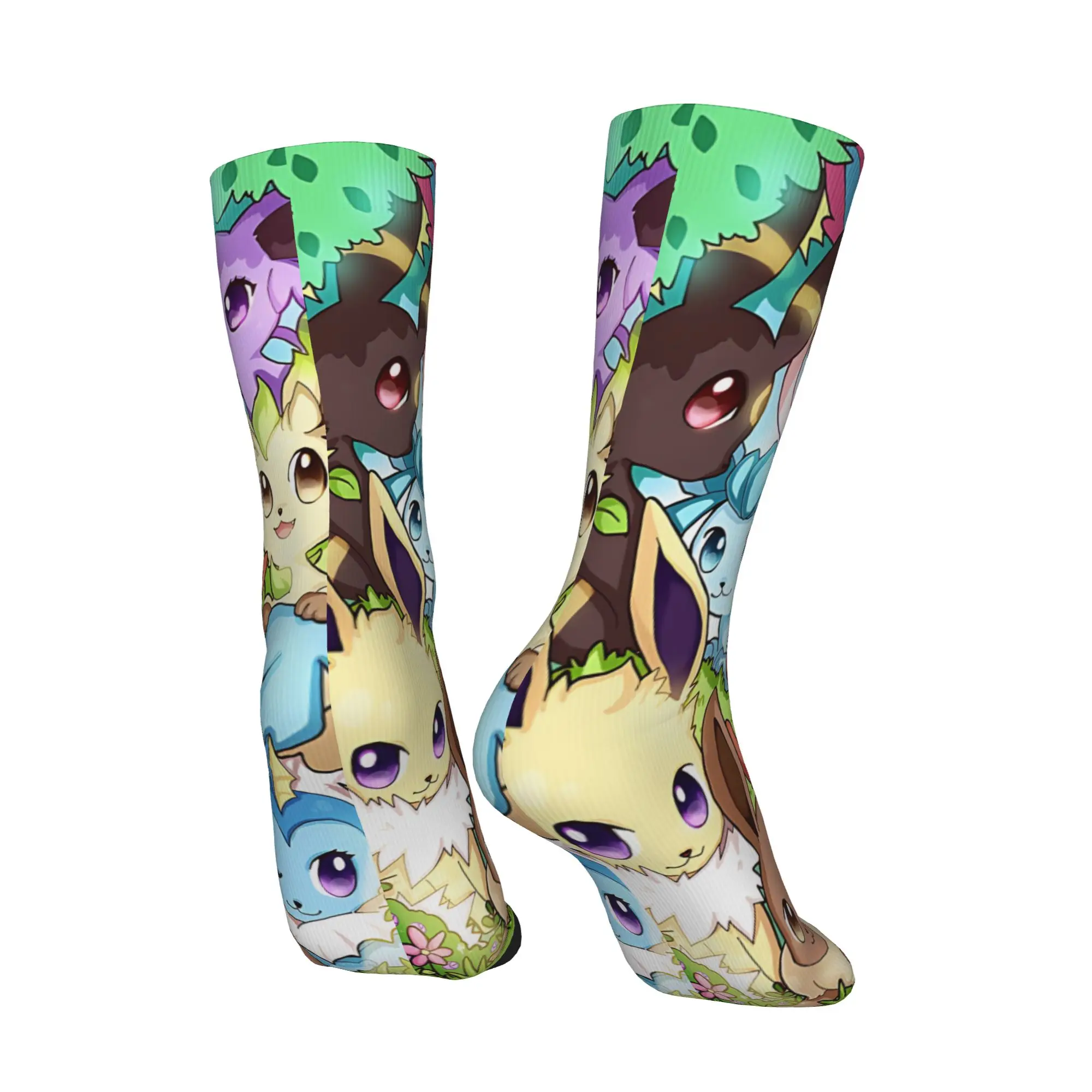 Фото Спортивные носки с индивидуальным дизайном Pokemon Eevee Eeveelution, винтажные, в стиле Харадзюку, хип-хоп, необычные повседневные носки №4