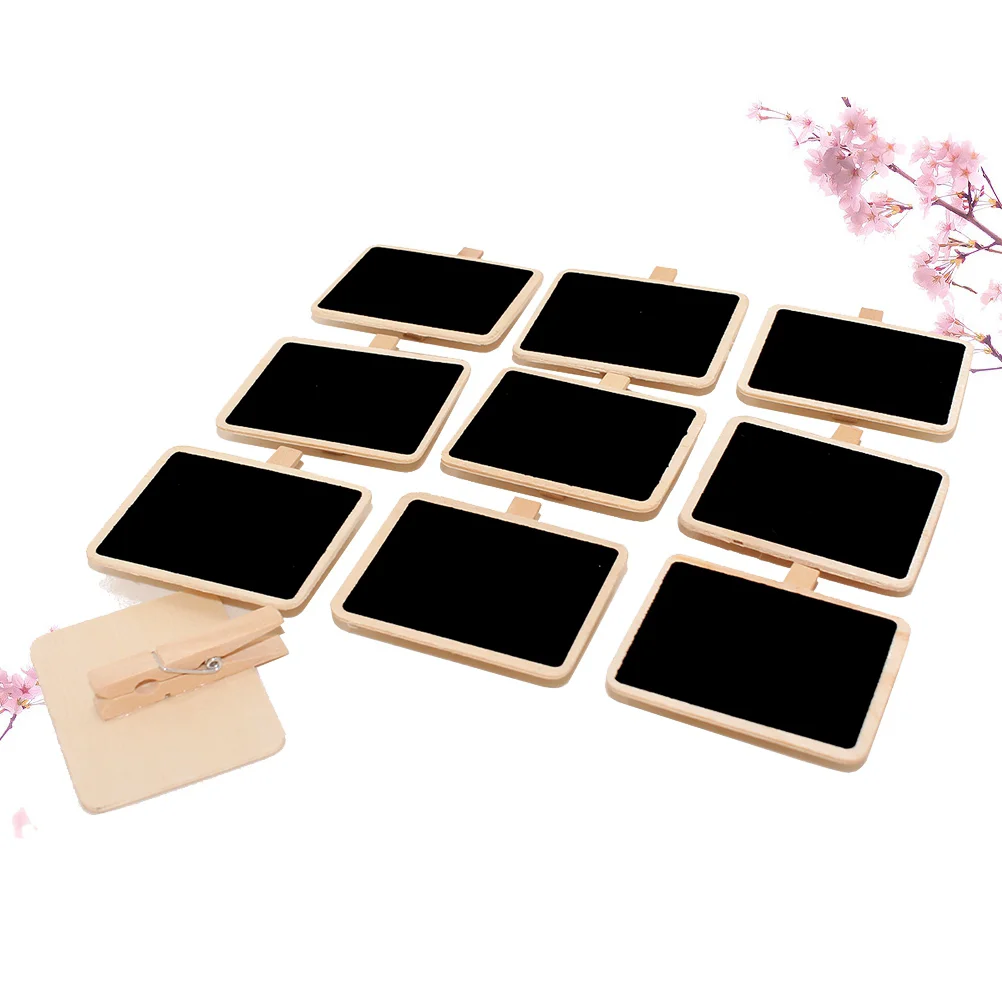 

10PCS Creative Mini Message Board Clips DIY Photo of Small Chalkboard Wood Crafts