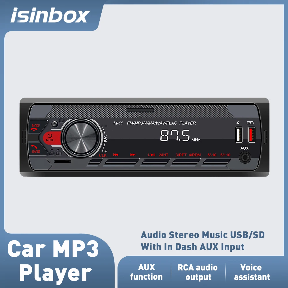 

Автомобильный радиоприемник ISINBOX 1DIN, стерео плеер, цифровой Bluetooth MP3-плеер M1145Wx4, FM аудио, стерео музыка USB/SD с входом AUX В приборную панель