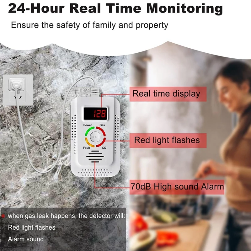 Детектор природного газа LICG и детектор угарного CO монитор детектора горючего для