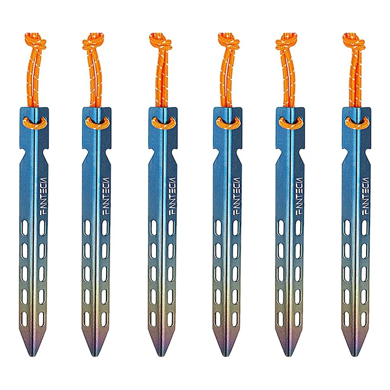 

6Pcs Tent Stakes Pegs,Titanium Alloy Lightweight Tent Pegs,Ground Heavy Duty Camping Stakes For Camping Accessories