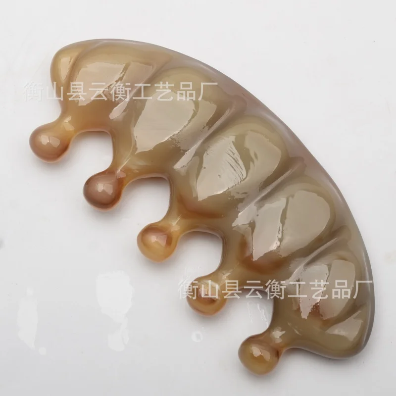 Массажная расческа Huang Qi гребень из рога буйвола с пятью зубьями Fu Dou массажная