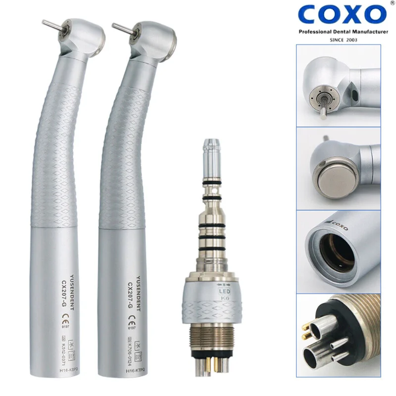 

COXO LED Handpiece Dental Fiber Optic High Speed Handpiece 6 Way Spray fit for KaVo LED Coupling