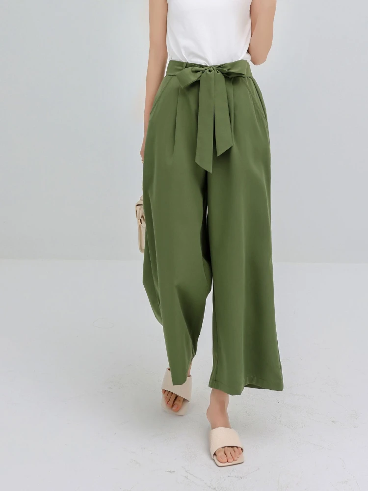 

2023 New Summer Women's Wide-leg Pants Simple Solid Color Loose Casual Straight Sweatpants Cargo Pants Women Bow Fashion Pants