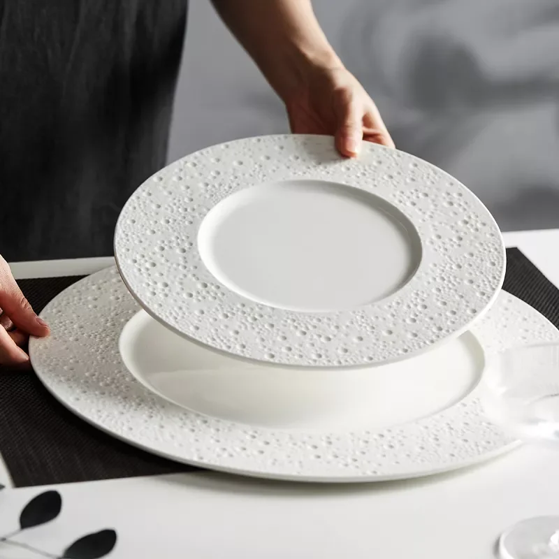

Pure White Ceramic Steak Plate Western Food Plate Household Pasta Flat Plate Commercial Restaurant Hotel Placing Tableware