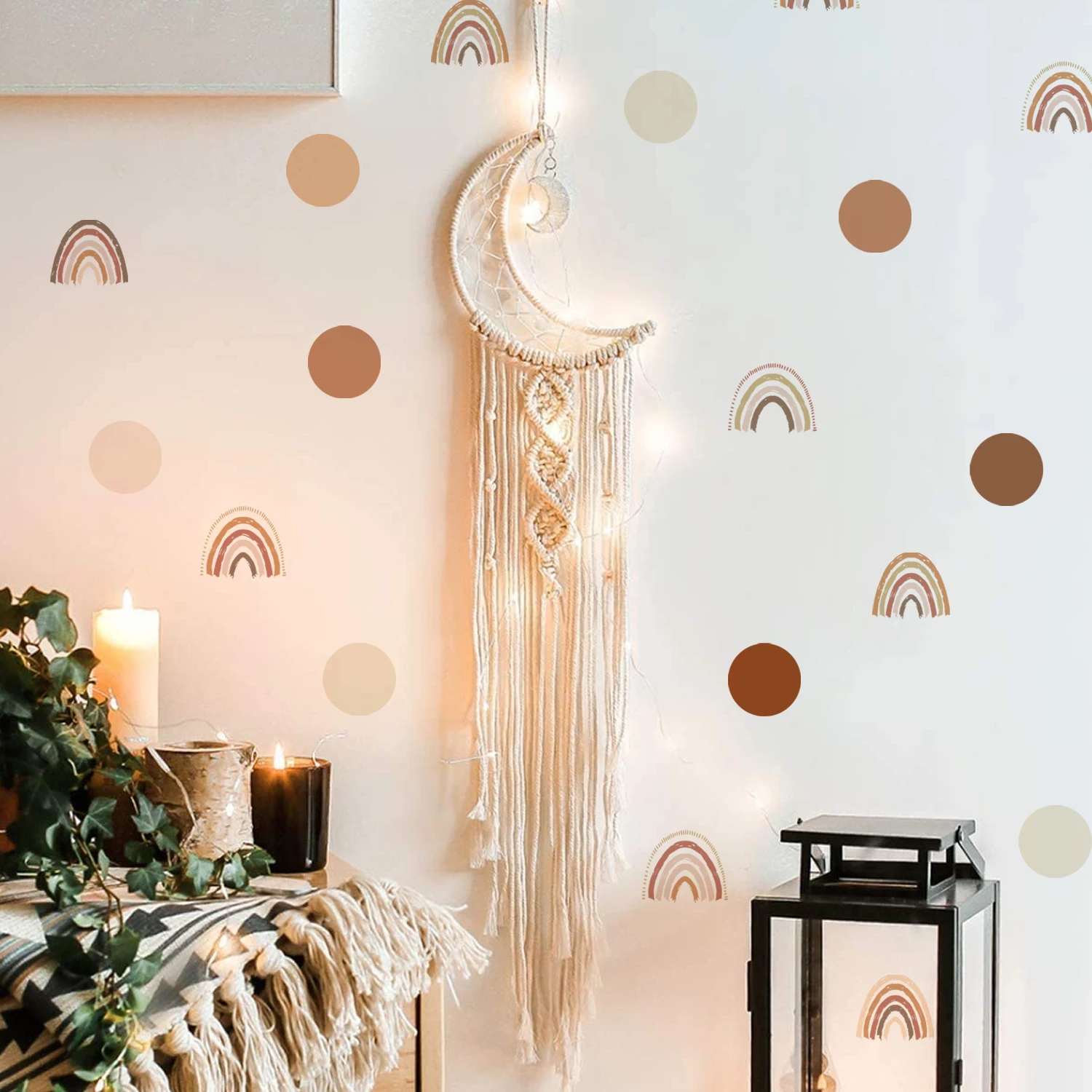 Funlife®Радужные настенные наклейки в стиле бохо водонепроницаемые стикеры горошек