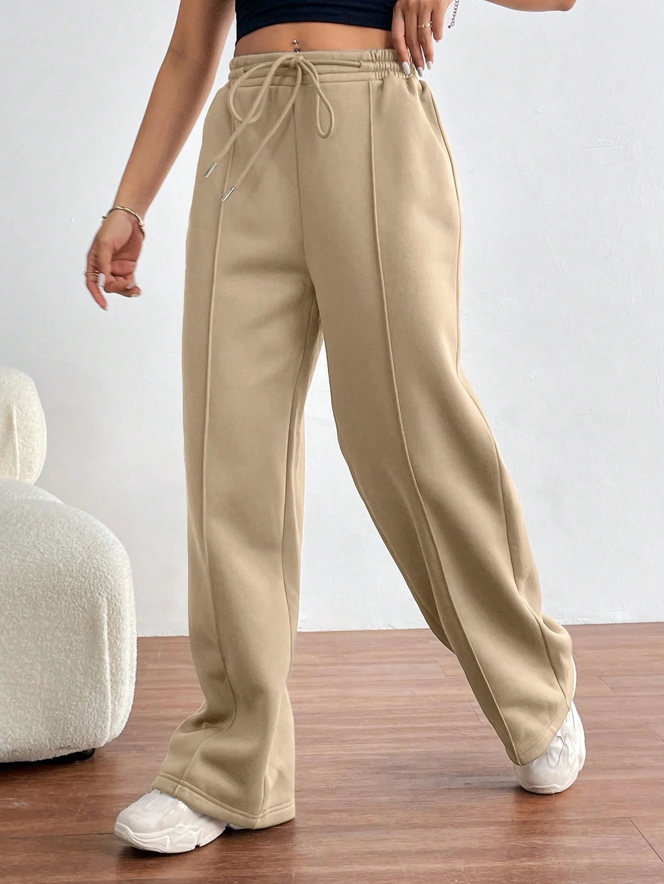 Женские широкие брюки с эластичной резинкой на талии