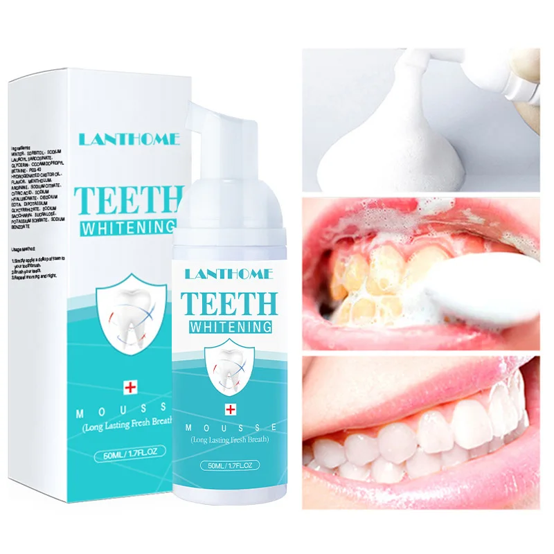 

50ml Teeth Cleansing Whitening Mousse Baking Soda Toothpaste Foam Toothpaste Removes Stains Fresh Breath Dental Care Tools 2022