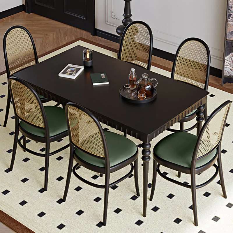 

Bistrot Luxury Kitchen Dining Table Balcony Solid Wood Black Center Coffee Tables Modern Japanese Mesas De Jantar Home Furniture