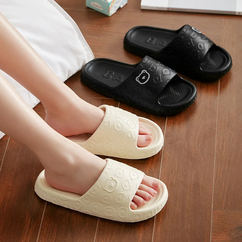 Cute Bear Home Slippers for Womens Summer Indoor Lovely Cartoon  Sandals Ladies Couples Bedroom Non-slips Men Shoes Slides