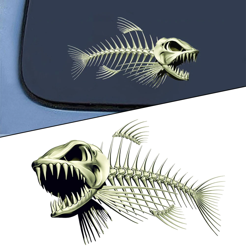 

Horror Skeleton Fish Fishing Car Decal Model Motorcycle Decal Accessories 28cm*15cm Automobiles Decorations