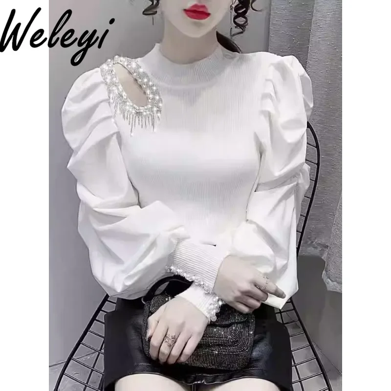 Женские топы Kawaii и блузки новые осенние рукава-фонарики Poleras тяжелые