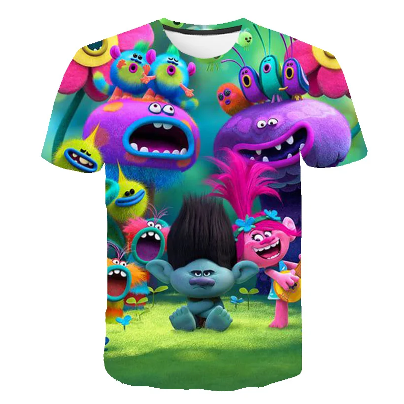 

Cute Trolls 3D T Shirt Cartoon Anime Round sleeve Boys Girls T-Shirt Kids Tshirt Funny Tees Tops Children Clothing